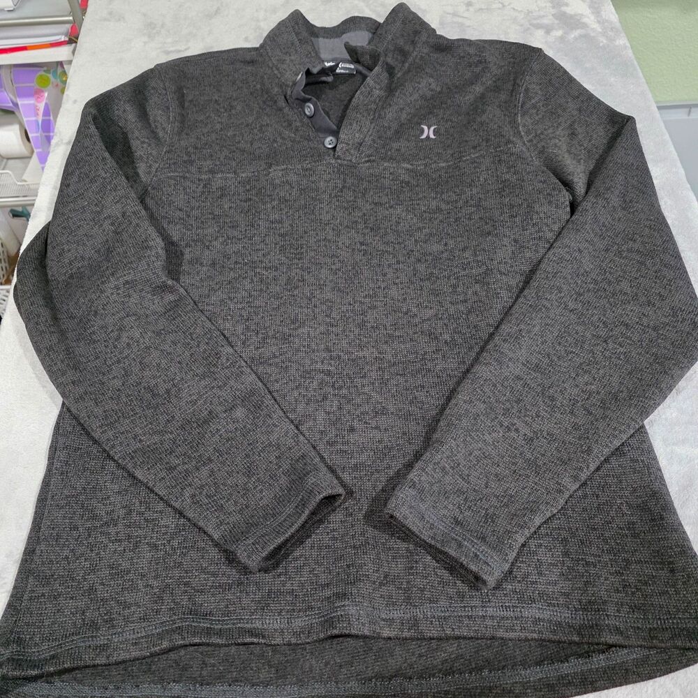 Hurley Sweater Fleece Pullover Mens L Black Long Sleeve‎ -Outdoor